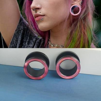 TIANCI FBYJS 8 Pairs Stainless Steel Ear Tunnels and Plugs Flesh Expander Earring Gauges Silicone Glass Piercing Strecher Set for Women Men 2G-5/8 G - color: 16mm=5/8''