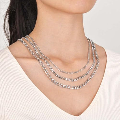 Stainless Steel Figaro Link Chain Necklace For Men Women, 3mm 4mm 5mm 7mm Width, 18k Gold Plated 18 20 22 24 Inch Figaro Chain, No Tarnish Durable Waterproof Jewelry - color: 4MM Silver, size: 20inches