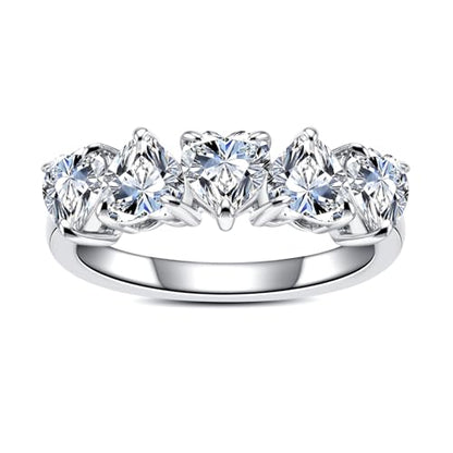 Moissanite Eternity Rings, S925 Sterling Silver Anniversary Band for Women - style: 2.5 CT Heart-Shaped