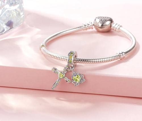 Silver Cross Birthstones Charm Fit for Pandora Charms Bracelet Crown Dangle Charms Beads Birthday Jewelry Gifts for Women - style: November