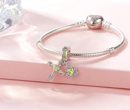 Silver Cross Birthstones Charm Fit for Pandora Charms Bracelet Crown Dangle Charms Beads Birthday Jewelry Gifts for Women - style: November