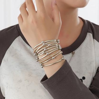 Rantanto Leather Wrap Bracelets For Women Gold Twist Lock Buckle Wrist Cuff | PU leather,Skin-friendly,Boho Stackable Wristband,Fashion Daily Jewelry,Trend Casual Party Bangle,Fit For Birthday, Holiday - color: Multi Gold
