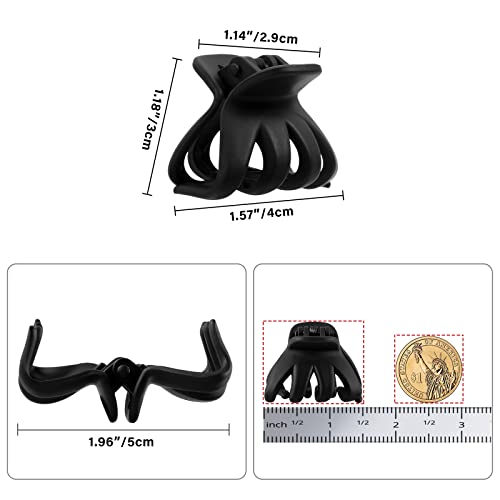 YOHAMA 10pcs Black Medium Small Octopus Claw Clips Women Thin to Thick Hair | Durable Jaw Clamp Styling Small Pony, Hold Half Bun Tightly, Non-Pulling or Snagging, Multifunction, Clamp Gift - color: C-Matte Black