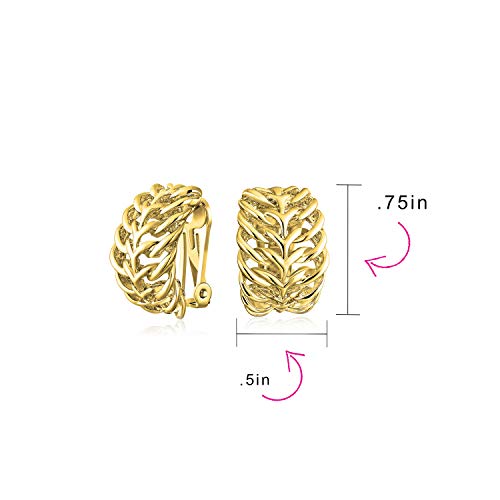 Bling Jewelry Casual Wide Criss Cross Clip On Earrings For Women Lightweight Non Pierced Ears Rhodium Plated Rose Yellow Gold Plated - color: Yellow