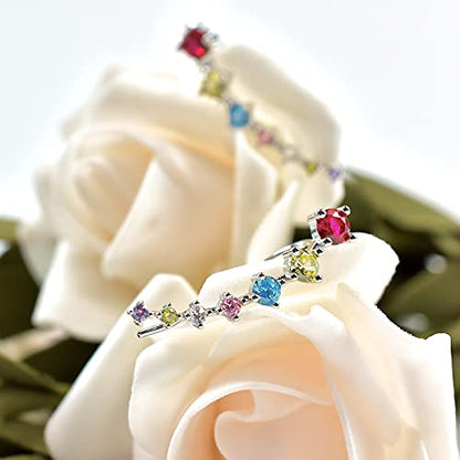 CZ Stud Earrings 925 Sterling Silver 18K Gold Plated Round Cubic Zirconia Hypoallergenic Set - color: Colorful