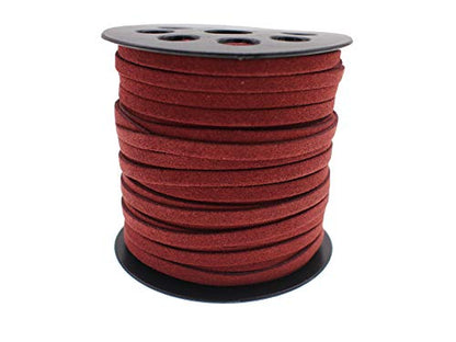 5mm Faux Suede Leather Cord String for Jewerly Making One Spools 40 Yards Maroon Flat Thin Leather Lace Thread for Necklace-Bracelet-Chocker & DIY Projects - size: 40 Yards Maroon