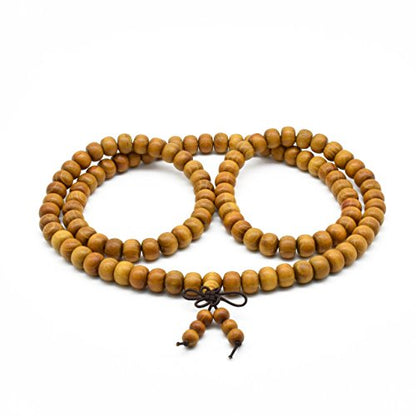 Zen Dear Natural Golden Sandalwood Mexican Bocote Mala Prayer Bead Bracelet Link Wrist Necklace Mala Beads - style: 7mm x 8mm 108 beads