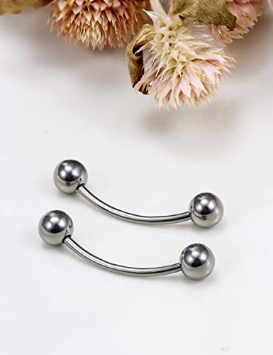 14G 16G Eyebrow Piercing Jewelry G23 Titanium Curved Barbell Eyebrow Ring Vertical Labret Lip Jewelry Rook Daith Earrings Piercing Jewelry for Women Men 6mm 8mm 10mm 12mm 14mm 16mm - color: 16G-16mm