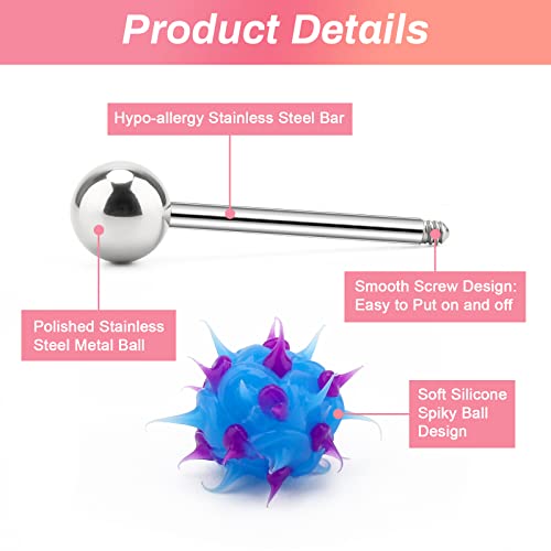 10pcs Surgical Steel Spiky Acrylic Fire Tongue Nipple Ear Rings Bar Barbell Stud Piercing(Random Color)