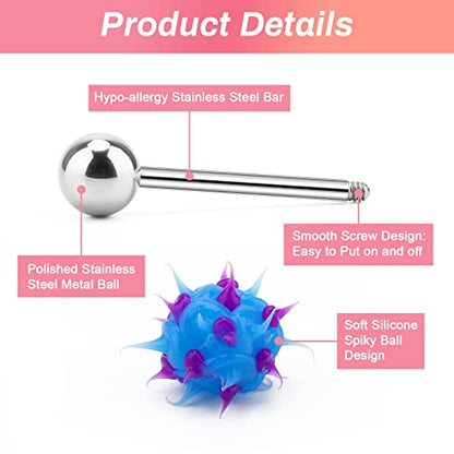 10pcs Surgical Steel Spiky Acrylic Fire Tongue Nipple Ear Rings Bar Barbell Stud Piercing(Random Color)