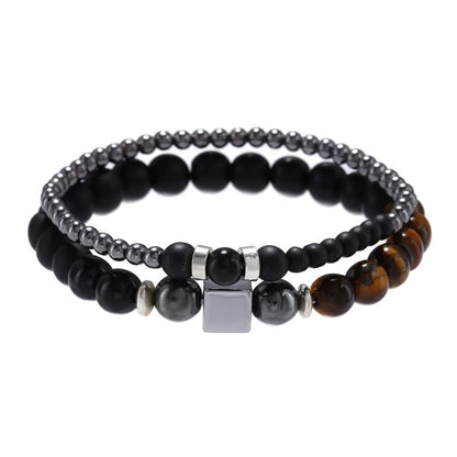 Boho Turquoise Bracelet Stack For Women Wooden Beaded Stretch Wrap Bracelet Jewelry - color: C-2pcs beaded Bracelet
