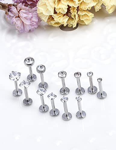 16G Lip Rings Stainless Steel Tragus Helix Conch Piercing Jewelry Snake Bite Piercing Monroe Lip Rings Labret Medusa Cartilage Lobe Earrings Piercing Jewelry CZ 2MM 2.5MM 3MM 3.5MM 4MM 4.5MM - color: 8MM-Silver,2mm/2.5mm/3mm/3.5mm/4mm/4.5mm