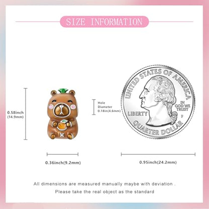 925 Sterling Silver Bead Charm for Pandora Bracelets and Necklaces,Pink Bow Cherry Butterfly Blue Ocean Pendant Bead Charms Jewelry Present Valentines Gifts for Wife/Girlfriend Women - style: Cute Capybara Charm