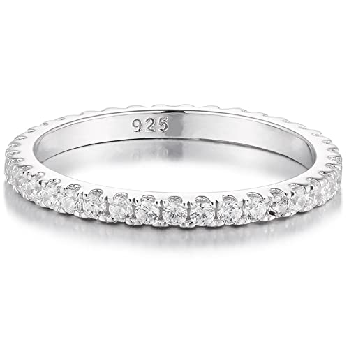 Bo.Dream Cubic Zirconia Eternity Rings Wedding Band 925 Sterling Silver - color: 0.57ct.tw(1.5mm full)