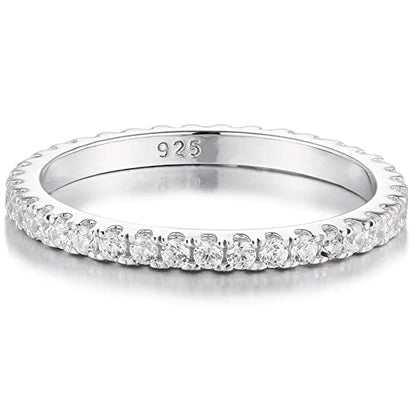 Bo.Dream Cubic Zirconia Eternity Rings Wedding Band 925 Sterling Silver - color: 0.57ct.tw(1.5mm full)