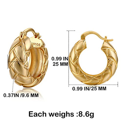 FRUMOS 18K Gold Plated Chunky Hoop Earrings for Women Fashion Thick Gold Hoops Set Jewelry for Birthday Christmas Gifts - color: Gold Big Tires Hoop