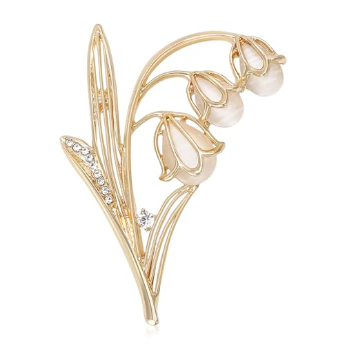 Rhinestone Tulip Brooch Pin for Women Fashion Elegant Botanical Flower Vintage Brooch Lapel Pin Delicate Pink Tulip brooch Wedding Banquet Gift - style: Gold