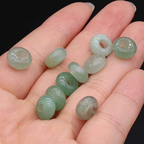 50pcs Natural Semi-Precious Stone Large Hole Loose Beads Abacus Shape Fashionable Opal Amethyst Unakite Rose Quartz Charm Beads for Making Necklace Bracelet - color: 5x10mm