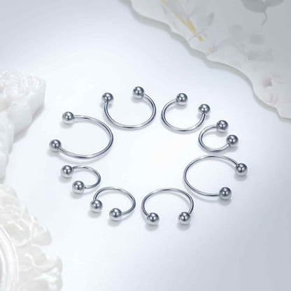 20G 18G 16G 14G 12G Horseshoe Nose Ring Titanium Septum Rings Piercing Jewelry Cartilage Conch Helix Rook Lip Tragus Earring Hoop Eyebrow Retainer For Women Men 6mm 8mm 10mm 12mm 14mm 16mm 19mm - size: Ball: 18G - 6MM