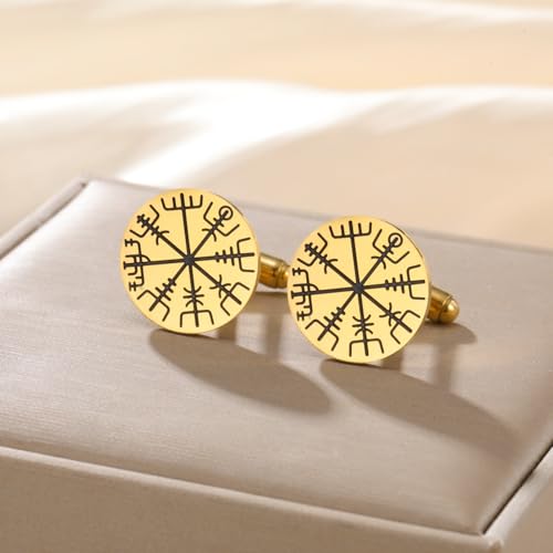 Cufflinks for Men Delicate Stainless Steel Wedding Business Cufflinks Gifts for Groom Husband French Shirt Accessories - style: Shield Symbol-Gold