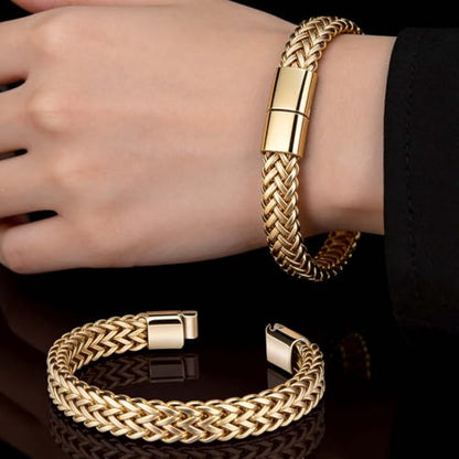 Gold Bracelets Cuban Link Bracelet Gold Jewelry Bangle for Women - color: Gold