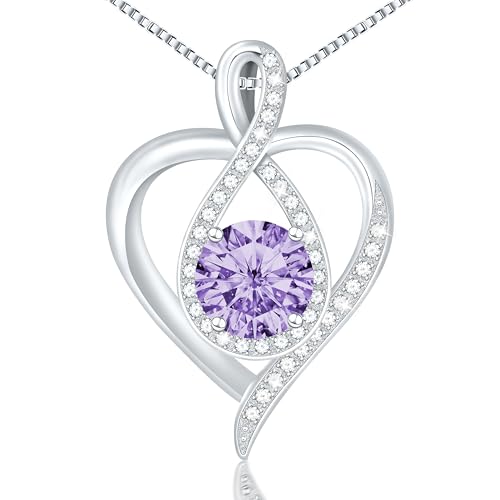 925 Sterling Silver Infinity Heart Necklace for Women, Rhodium Plated Cubic Zirconia Pendant Gift for Girlfriend Wife Mom - Anniversary Valentine's Day Birthday Present with Elegant Gift Box - color: Silver-06-Jun