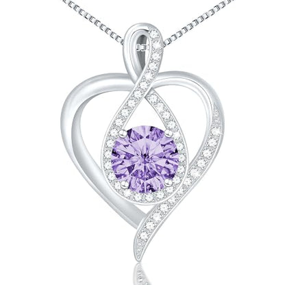 925 Sterling Silver Infinity Heart Necklace for Women, Rhodium Plated Cubic Zirconia Pendant Gift for Girlfriend Wife Mom - Anniversary Valentine's Day Birthday Present with Elegant Gift Box - color: Silver-06-Jun