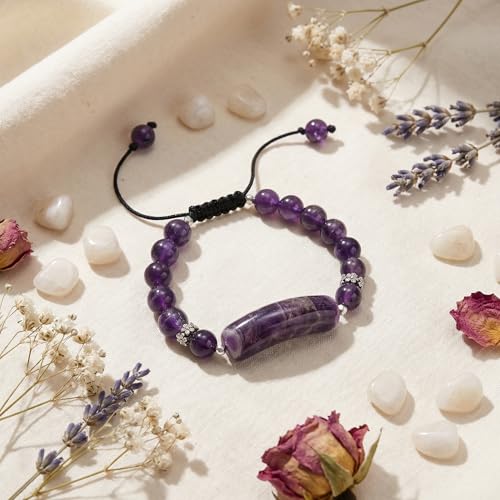 Natural Stone Beaded Bracelets for Women, 7 Chakra Healing Crystal Bracelet, 6mm/8mm Handmade Gemstone Stretch/Adjustable Bangle, Anxiety Relief Yoga Meditation Jewelry, Boho Amethyst Malachite Turquoise Bracelet Gift - color: Style 7
