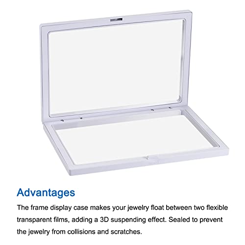 MECCANIXITY Floating Frame Display Holder Stand 3D Jewelry Display Box 7.09 x 7.09 x 0.79 inch White for Ring Necklace Bracelet Earring Pack of 2 - color: White, size: 7.09 x 7.09 x 0.79 inch