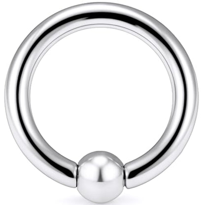 12G 10G 8G 6G 4G 2G 0G 00G Large Septum Rings Gauges Earrings Hoops 316L Surgical Steel Spring Action Captive Bead PA Ring CBR Septum Nose Rings Piercing Jewelry for Women Men - color: Silver, size: 12G=2mm Inner Dia: 1/2" (12mm)