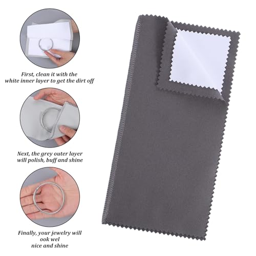 Jewelry Cleaning Cloth Silver Polishing Cloth Jewelry Silver Cleaning Kit with Ultra-Soft Brushes Polish Cloths Polishing for Clean Gold Diamonds Platinum Gemstones Coins Silverware 4pcs