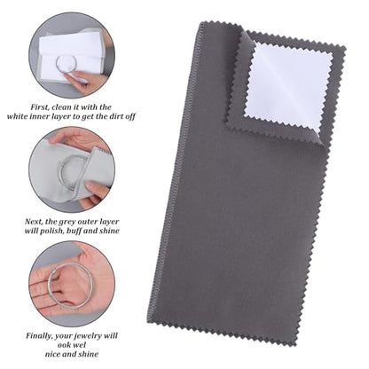 Jewelry Cleaning Cloth Silver Polishing Cloth Jewelry Silver Cleaning Kit with Ultra-Soft Brushes Polish Cloths Polishing for Clean Gold Diamonds Platinum Gemstones Coins Silverware 4pcs