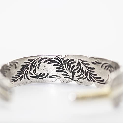 Innocence S925 Silver-Plated Antique Wide Feather Cuff Bracelet For Men Women Adjustable Retro Twisted Feathers Bracelets Gift Jewelry - color: Feather