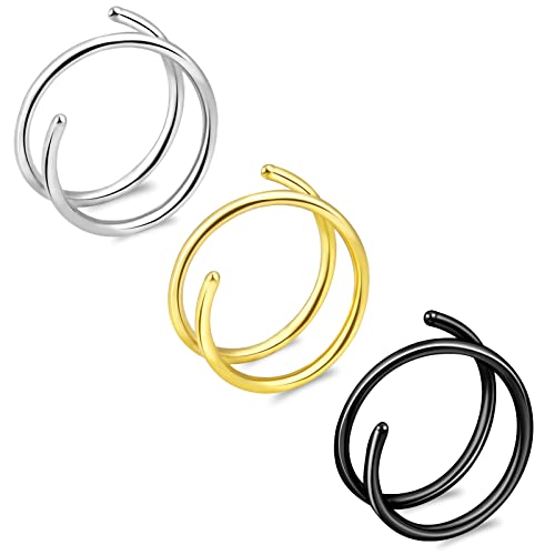 20G Double Nose Ring Hoop for Single Piercing - 2-36 Pcs Jewelry for Women - color: Gold,Black,Silver