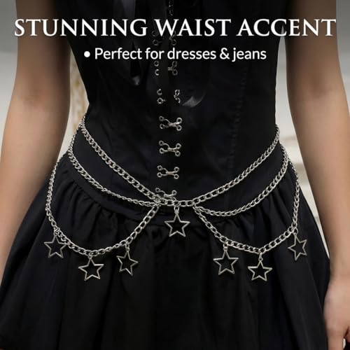 Waist Chain for Women - Silver Body Chain Crystal Body Jewelry, Stylish Adjustable Belt for Summer Beach Bikini Rave Festival Outfit Accessories - color: Silver-3
