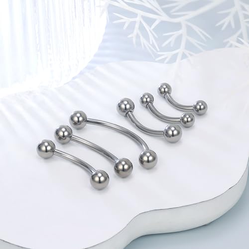 20g 18g 16g 14g Rook Piercing Jewelry Titanium Externally Threaded Curved Barbell Eyebrow Tragus Helix Conch Lobe Labret Earrings Lip Rings Body Piercing Jewelry For Women Men Ball Spike 6mm-19mm - size: 14G - 14mm Ball