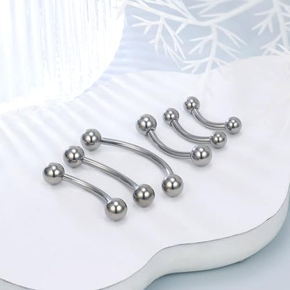 20g 18g 16g 14g Rook Piercing Jewelry Titanium Externally Threaded Curved Barbell Eyebrow Tragus Helix Conch Lobe Labret Earrings Lip Rings Body Piercing Jewelry For Women Men Ball Spike 6mm-19mm - size: 14G - 14mm Ball