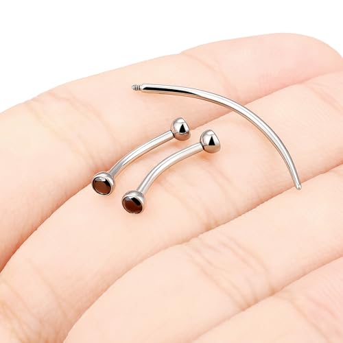 F136 Titanium 16g 6/8/10mm Eyebrow/Rook/Snug/Vertical-Labret/VCH/Snake-Eyes/Anti-Tragus/Christina/Daith/Belly-Button/Bridge/Hood/Surface Curved Barbell Piercing Jewelry for Women Men - color: Black, size: 10 mm (3/8 in)