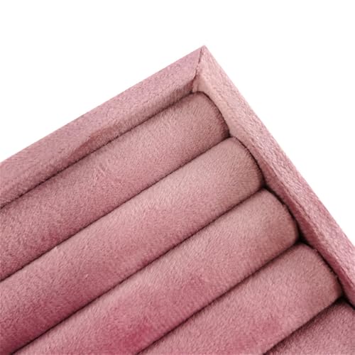 SCIKHETF Velvet 5 Slots Ring Earrings Trays Small Showcase Display Travel Ring Holder & Organizer (Pink) - color: Pink