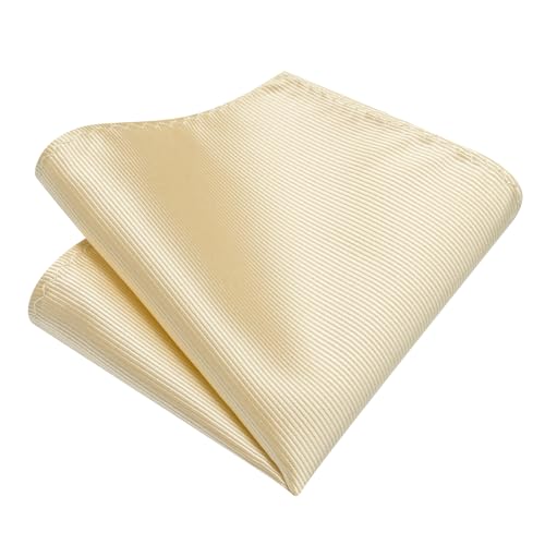 Solid Color Tie and Pocket Square with Tie Clip Lapel Pin Silk Formal Necktie Set Wedding Formal - color: Light Yellow