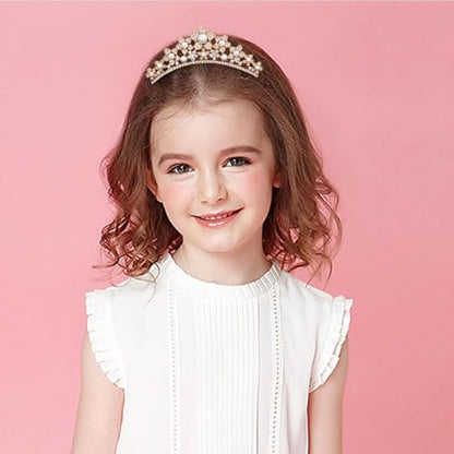 ANBALA Tiara Crown with Hair Comb, 3 Pack Mini Tiara Crown for Women Crystal Shiny Hair Accessories (Rose Gold) - color: rose gold
