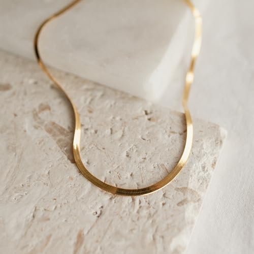 CHESKY Gold Necklace for Women 14K Plated/S925 sterling silver Snake Chain | Dainty Gold Necklace,Thin Chunky Chain,Simple Choker Necklaces for Women,Non tarnish Trendy Jewelry, Gifts for Women - color: gold, style: 3mm 16.5 inch snake