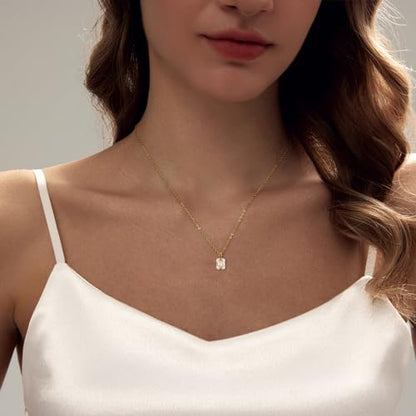 Luxval Diamond Pendant Gold Necklace for Women，Dainty 18k Gold Plated Choker Necklaces Simple Gold Jewelry Gifts for Women - color: Gold-CZ Pendant
