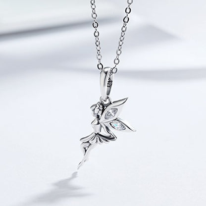 BISAER 925 Sterling Silver Charms for Bracelets Cat Dog Sloth Animal Beads Butterfly Fairy Heart Dangle Pendant Charms - color: Fairy
