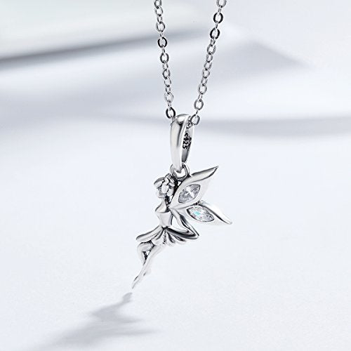 BISAER 925 Sterling Silver Charms for Bracelets Cat Dog Sloth Animal Beads Butterfly Fairy Heart Dangle Pendant Charms - color: Fairy