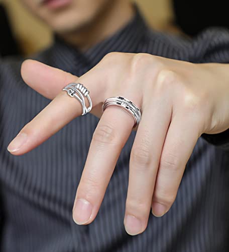BOMAIL 4PCS Fidget Spinner Rings for Women | Open Spinning, Spinner,Knuckle Stackable, Adjustable, Stainless Steel,Finger Rings Pack