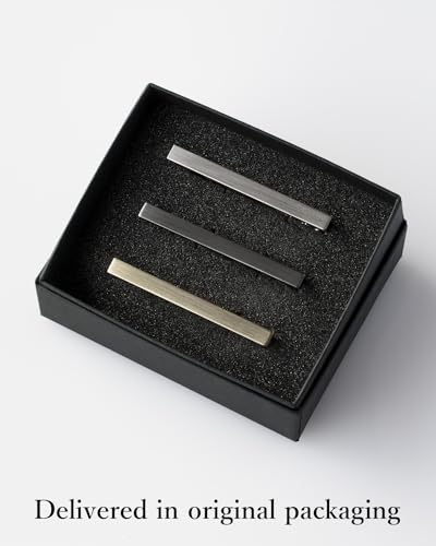 [TAVARAT] Tie Clip Tie Clips for Men Black Silver Tie Bar Tie Pin Tps-043 - style: 3set