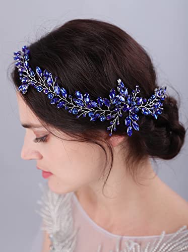 JWICOS Crystal Wedding Headband for Brides Pearl Wedding Hair Accessories Bridal Hair Piece Hair Vine for Women and Girls (Gold) - color: Gold