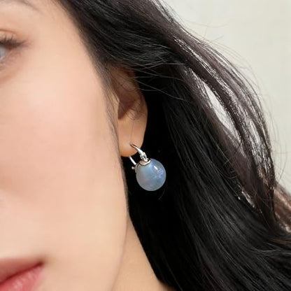 HUGE TOMATO 925 Sterling Silver Simulated Shell Pearl Earrings for Women Trendy, Big Pearl Drop Earrings Leverback Stud,18K Gold Plated Large Pearl Hoop Dangle Hypoallergenic Jewelry 14mm - color: Opal-12mm