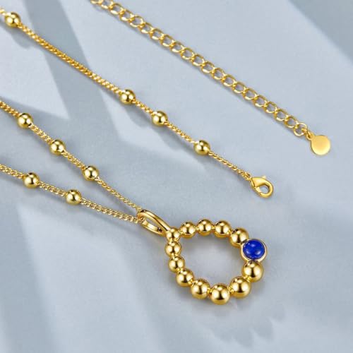 NUZON Sunburst Heart / 2-Tone Interlocking/CZ Evil Eye/Single Pearl/Love Heart Pendant Necklace for Women 14K Gold Chain Necklace Chunky Statement Jewelry - color: Lapis Lazuli Teardrop Pendant